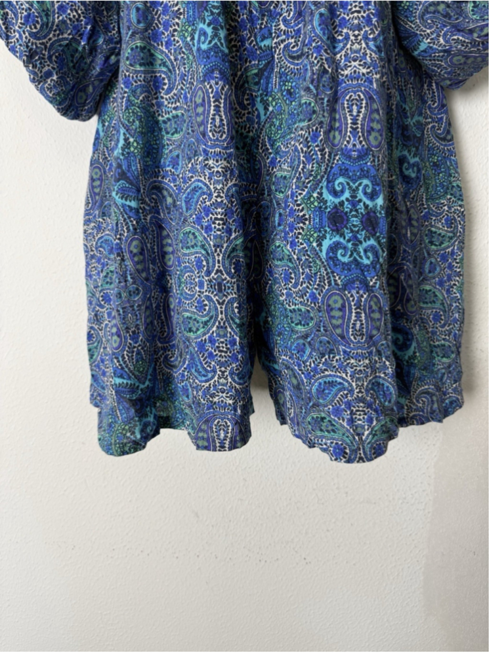 Anthropologie Lissa Paisley Boho Printed Shorts Romper Large Floral Peasant Lace - Picture 12 of 16